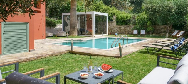 Family Villas Magic Media Resort with Private Heated Pool, Playground, Basketball & Game Room in Rethymno