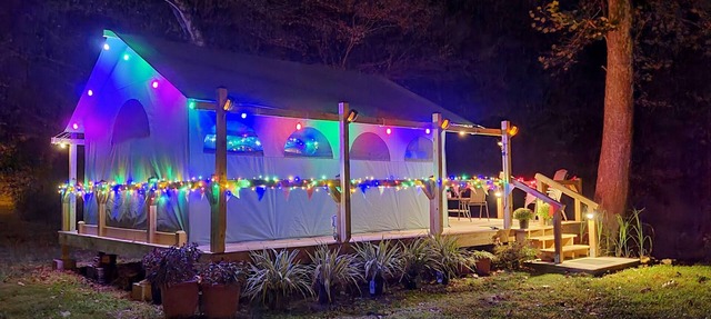 Glamping Creekside w/Private Deck and Bath House in Cocke County
