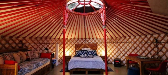 Stay in an Authentic Mongolian Yurt with Private Hot Tub in Morell