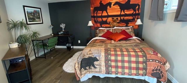 Sunset Suite - private walkout, free breakfast, luxury airjet tub, dog friendly! in Cochrane