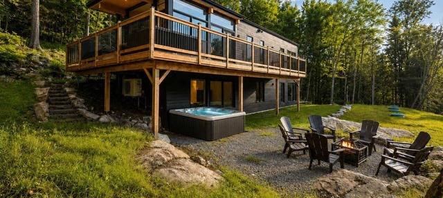 Whiskey Mountain | Spa, fireplace and forest in Nominingue